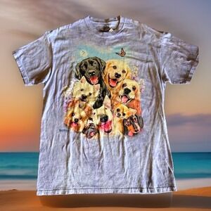 The Mountain Dog Collage Graphic T-Shirt Women XL Blue Cotton Nature Core Kitsch